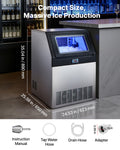 Commercial Ice Maker Machine, 440 Lbs/24h With 85 Lbs Storage Capacity, Built-in/Freestanding/Under Counter, Stainless Steel Ice Maker With LED Display & Self-Cleaning, For Home Bar Restaurant