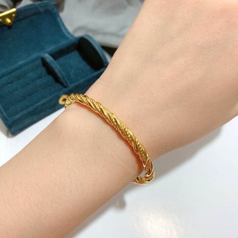 18K Gold Twist Rope Solid Bracelet