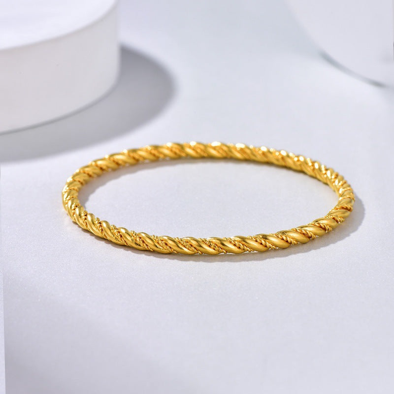 18K Gold Twist Rope Solid Bracelet