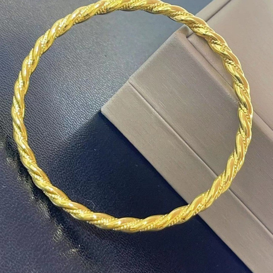 18K Gold Twist Rope Solid Bracelet
