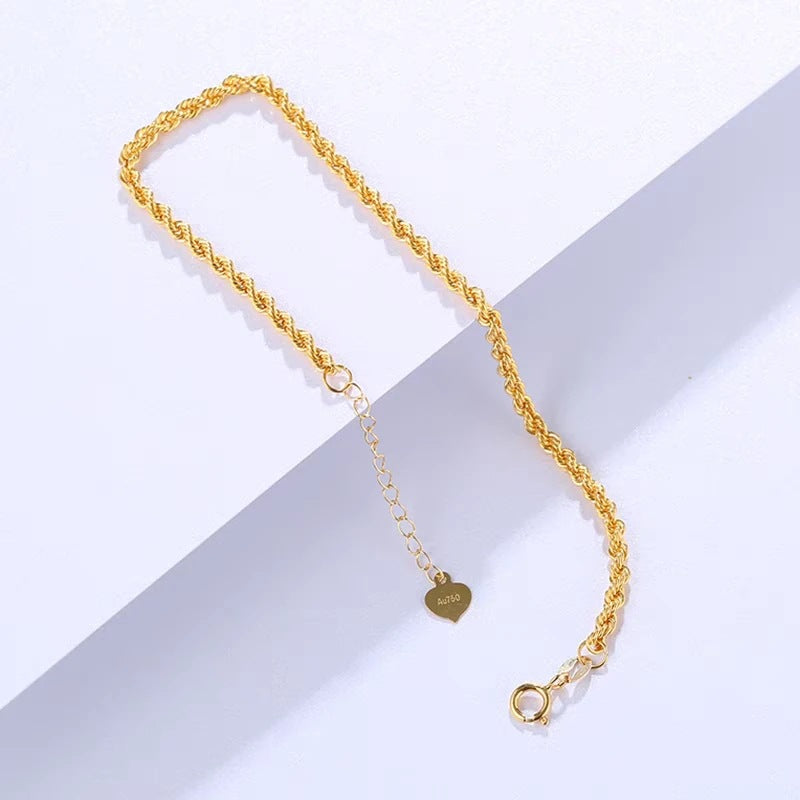 Adjustable 18K Gold Rope Bracelet