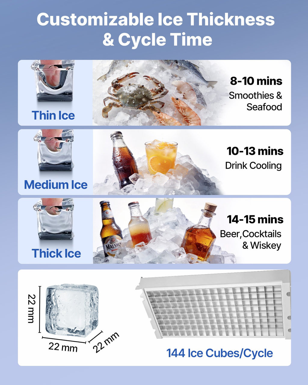 Commercial Ice Maker Machine, 440 Lbs/24h With 85 Lbs Storage Capacity, Built-in/Freestanding/Under Counter, Stainless Steel Ice Maker With LED Display & Self-Cleaning, For Home Bar Restaurant