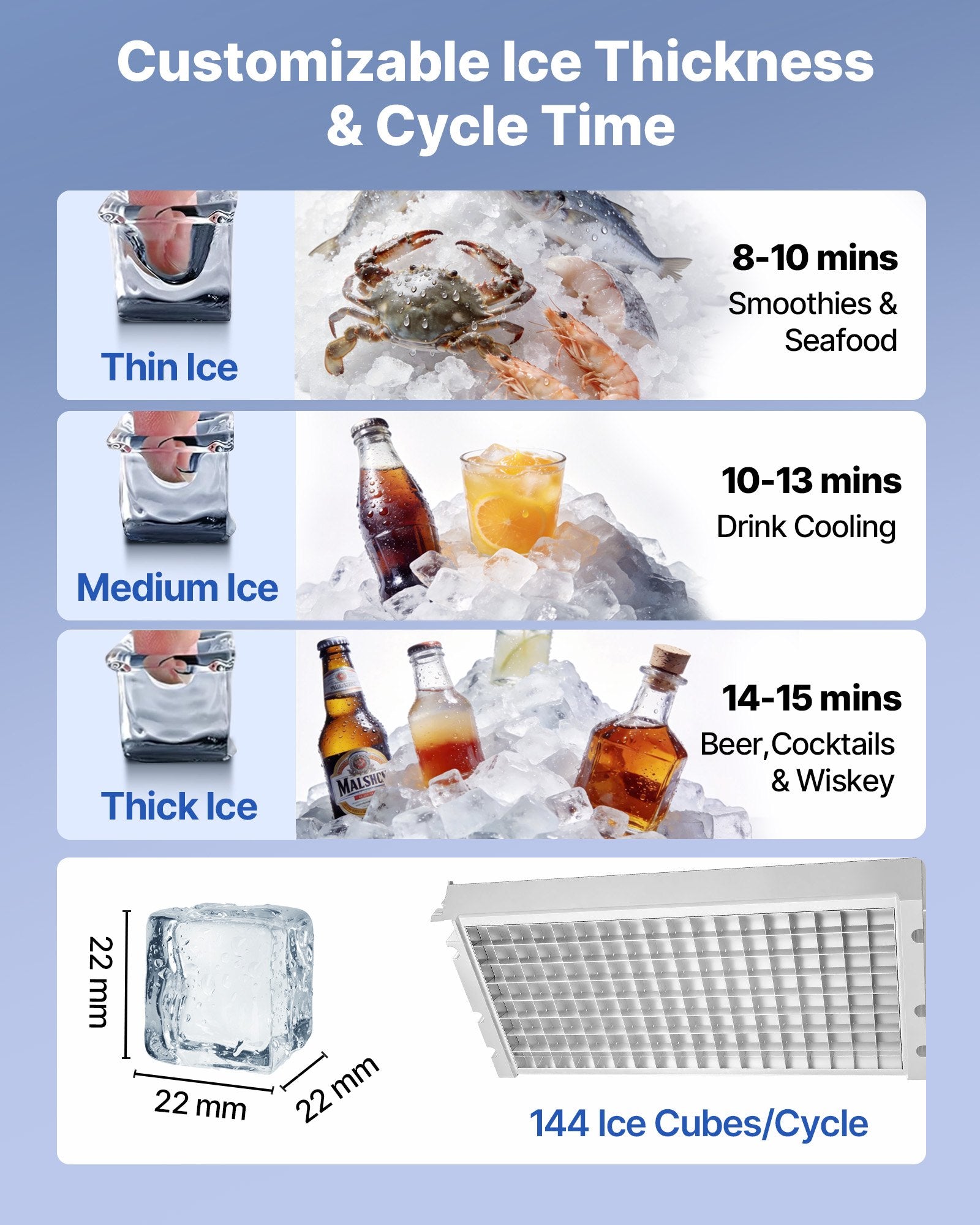 Commercial Ice Maker Machine, 440 Lbs/24h With 85 Lbs Storage Capacity, Built-in/Freestanding/Under Counter, Stainless Steel Ice Maker With LED Display & Self-Cleaning, For Home Bar Restaurant