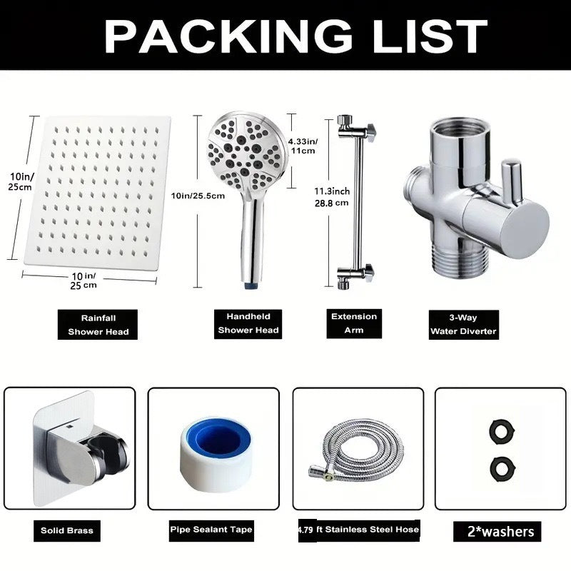 Stainless Steel Shower Set with 8 Functions