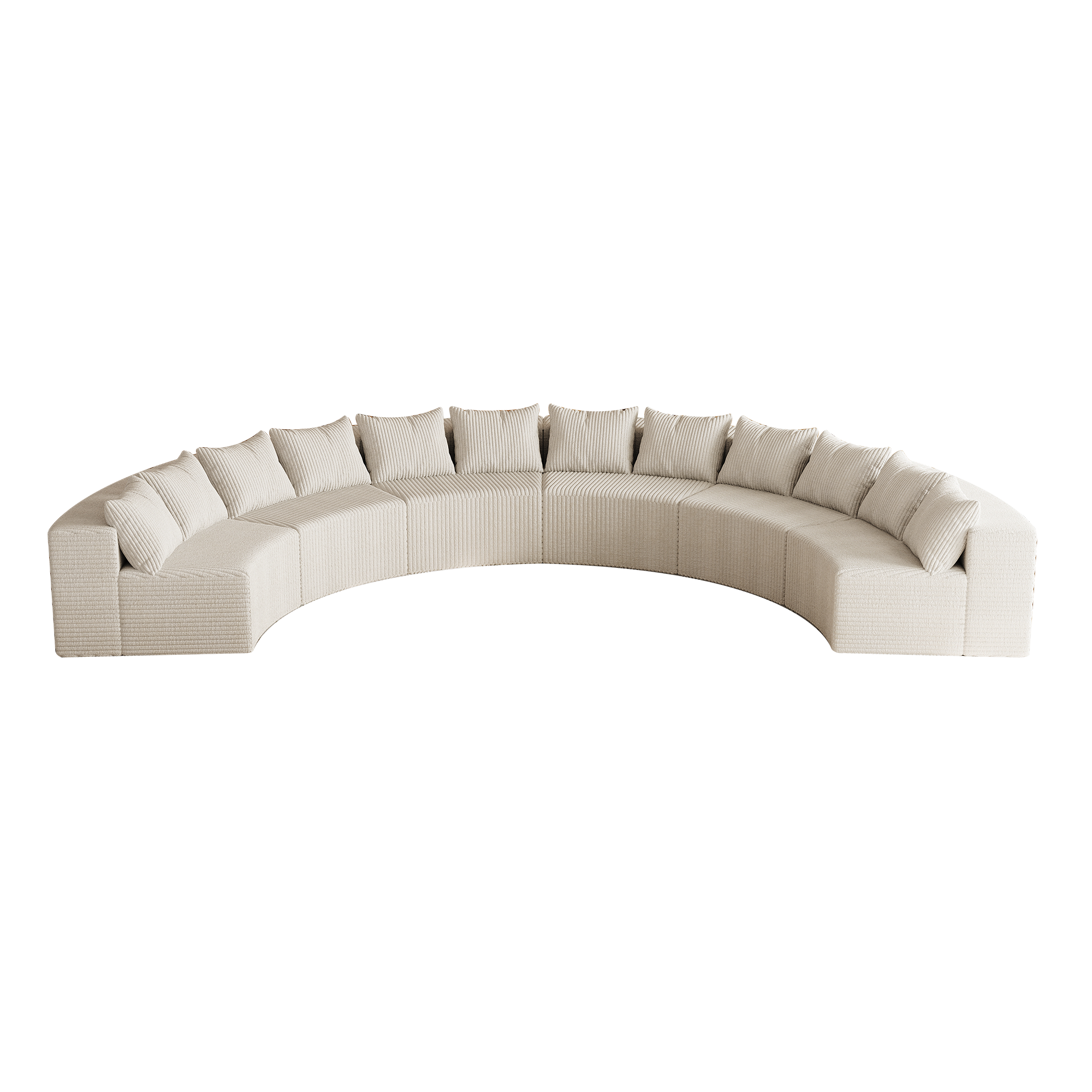 Corduroy Curved Sectional Foam Sofa With 12 Pillows,Curved Symmetrical Modular Semi Circular Sofa Sectional For Bedroom, Living Room, Office For Leisure Or Nap, Reading Room, And Lobby  Six Modules