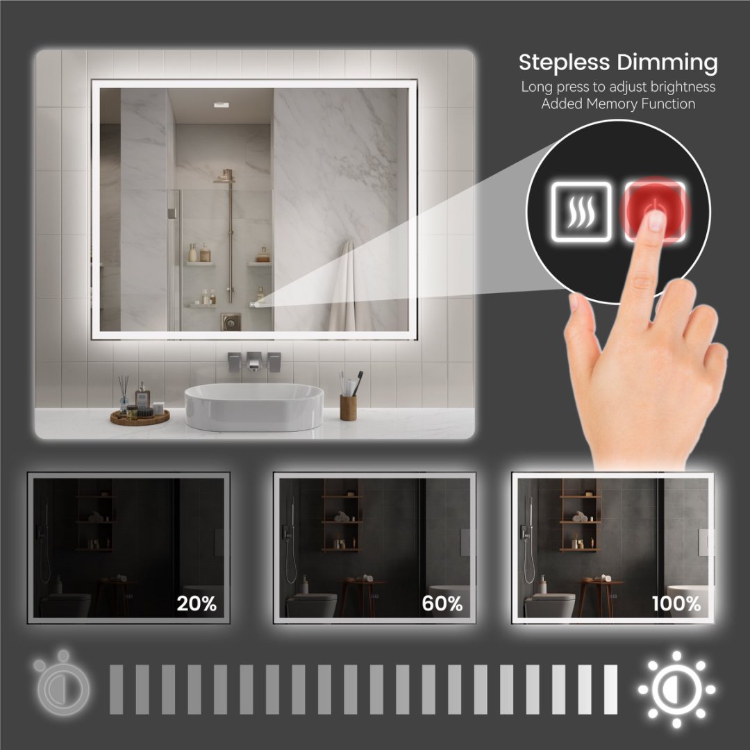 Modern LED Smart Mirror With Hiden Light Bathroom Mirror, Front Lit & Back Lit With 3 Color Adjustable, Memory Function, Anti-Fog, Time Mode Control