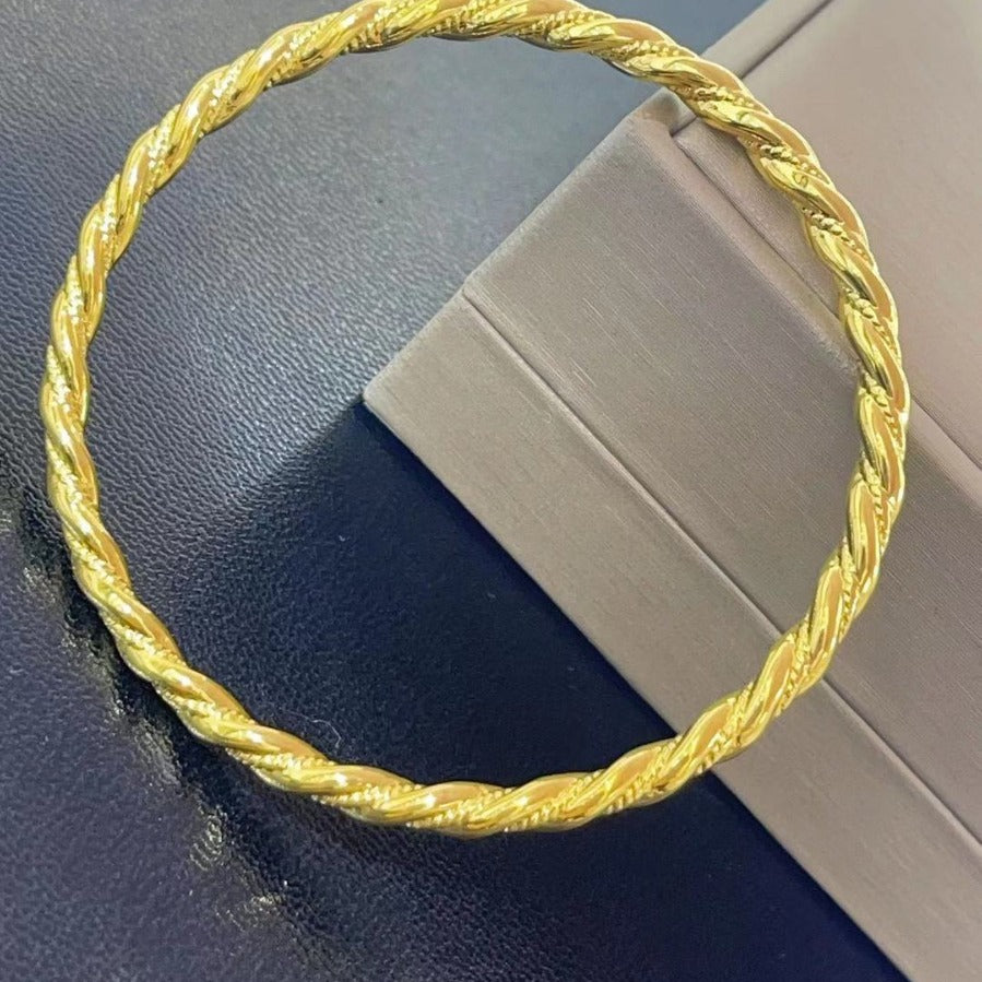 18K Gold Twist Rope Solid Bracelet