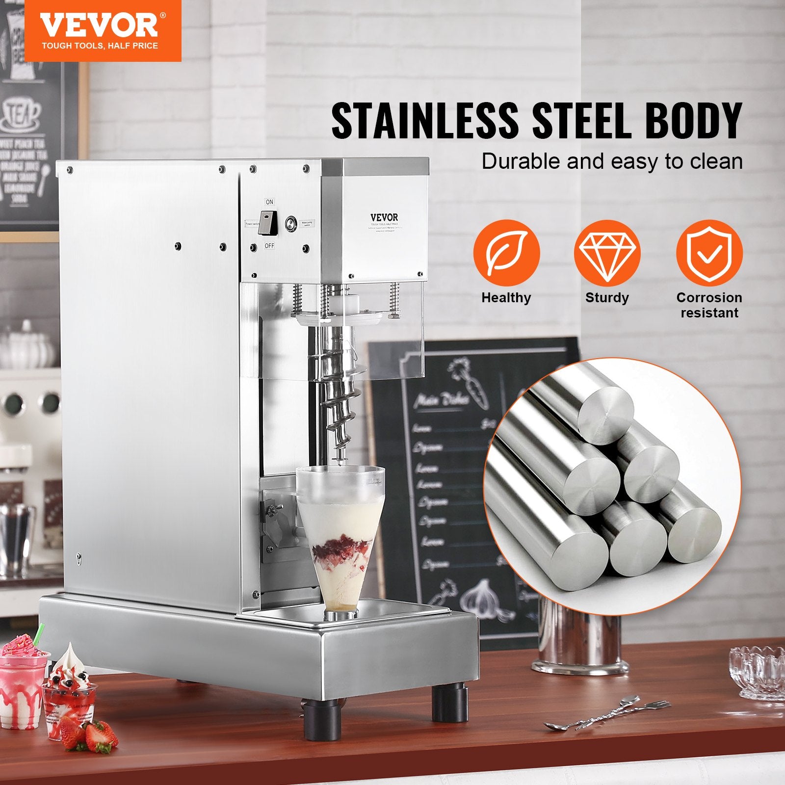 Ice Cream Blender 750W  Ice Cream Mixer Stir Machine 304 Stainless Steel